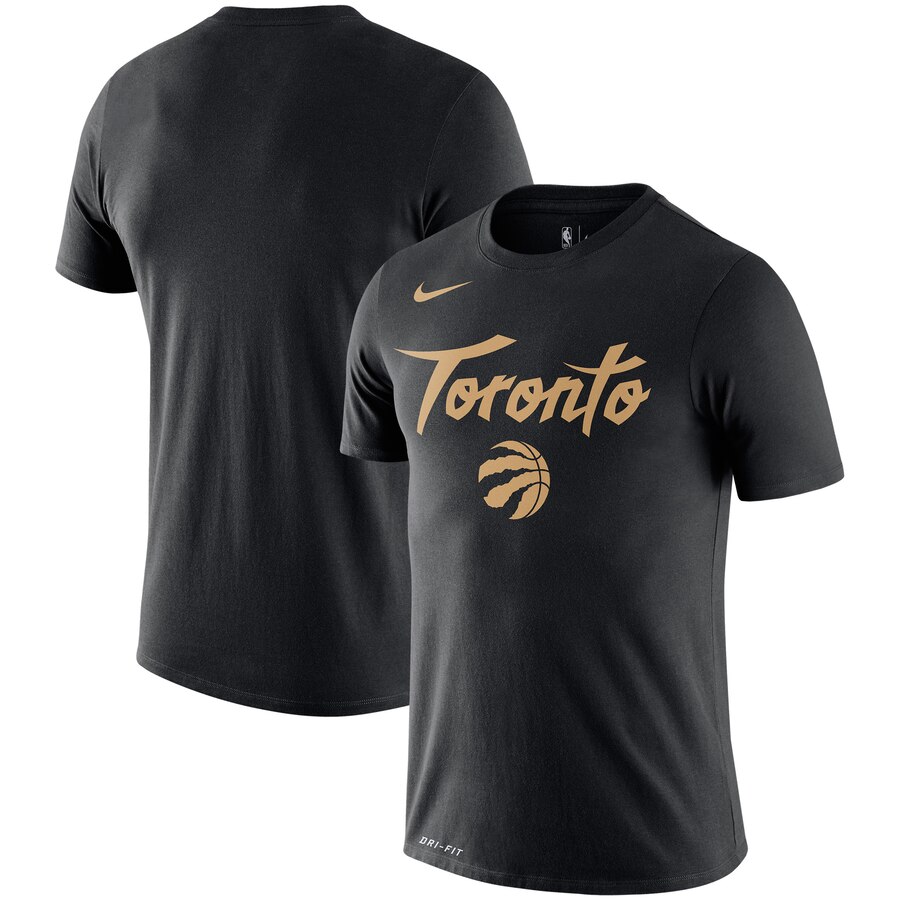 Men 2020 NBA Nike Toronto Raptors Black City Edition Logo DFCT Performance TShirt